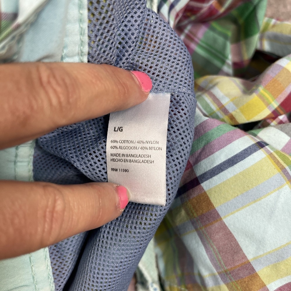 J Peterman Madras Plaid Board Shorts Men Large Swim Outdoors Coastal Preppy 7" - Picture 6 of 6